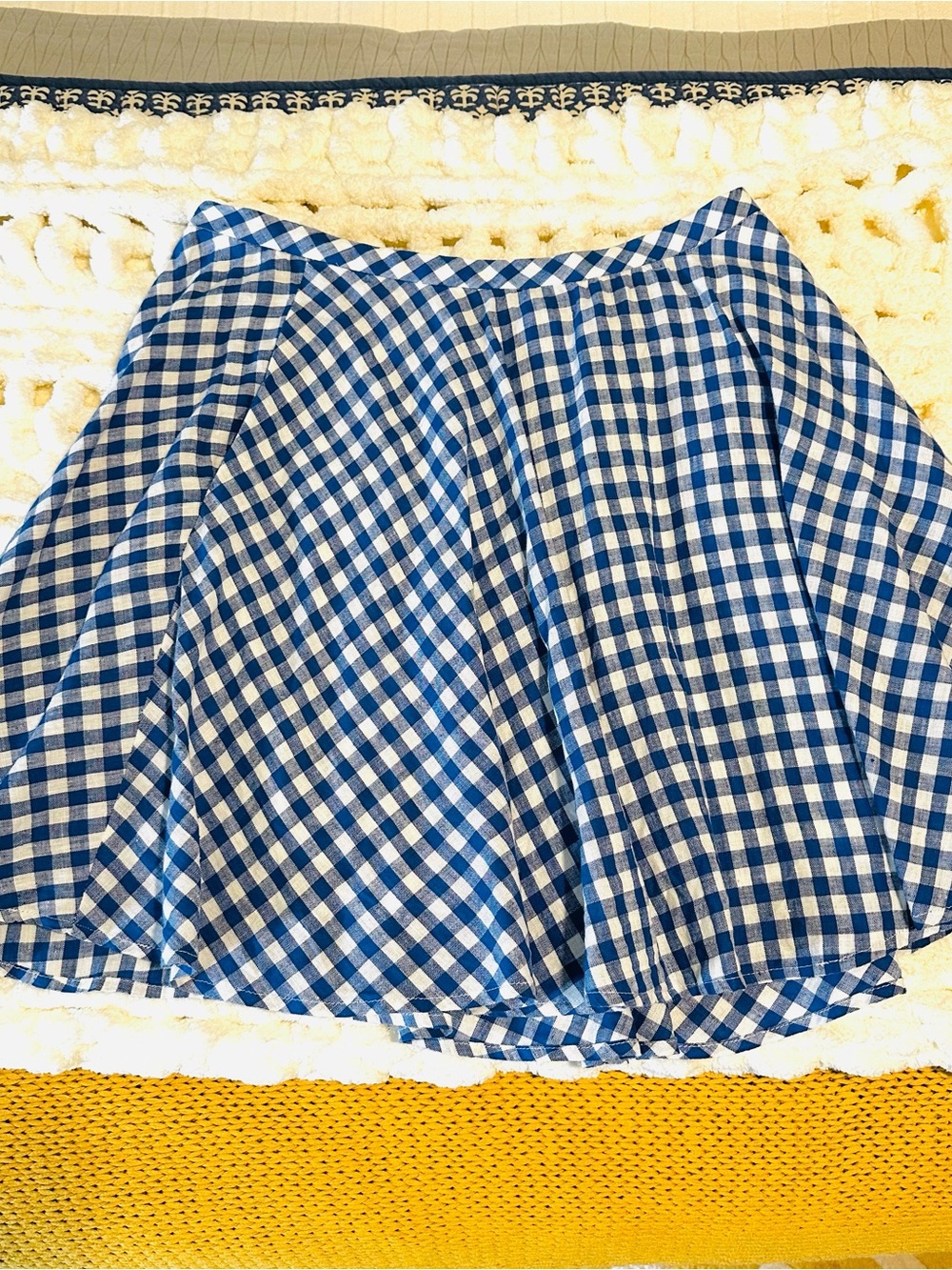 J. Crew Blue & White Gingham Skater Skirt - Picture 2 of 8
